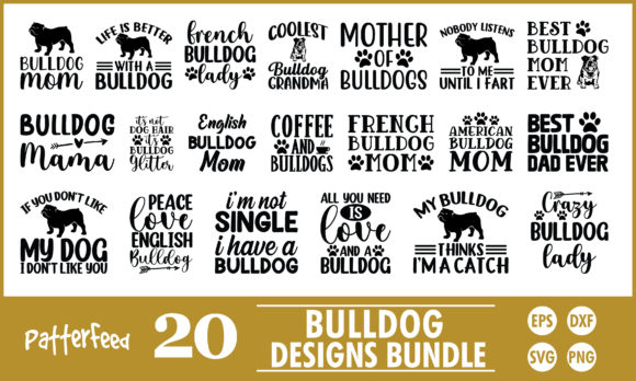 Bulldog SVG Designs Bundle