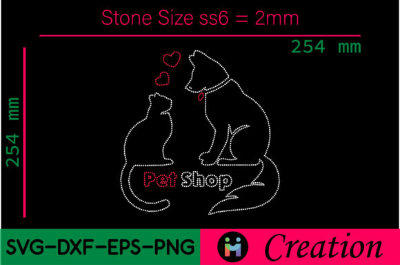 Dog and Cat Love Rhinestone Design
