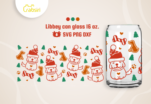 Dog Christmas Can Glass 16oz.