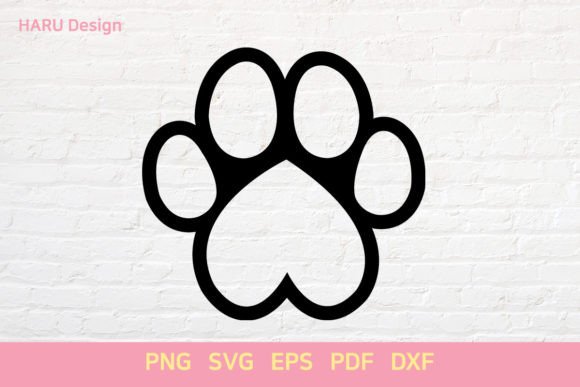 Dog Paw Heart Outline