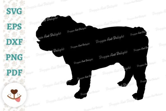 English Bulldog Silhouette Embroidery Design