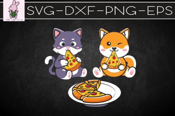 Funny Cat and Dog Eating Pizza