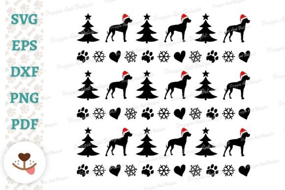 Great Dane Dog Christmas Pattern Texture